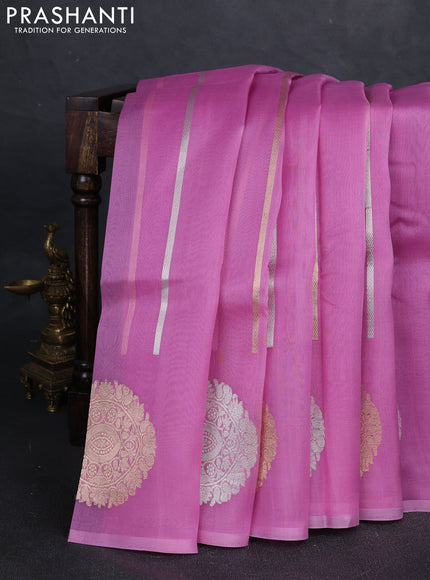 Pink Banarasi Organza Silk Saree