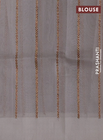 Pastel Grey Banarasi Organza Silk Saree - Buttas