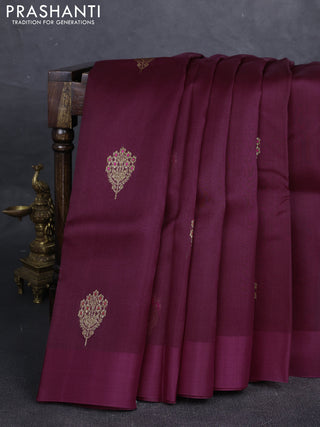 Wine Banarasi Organza Silk Saree - Buttas