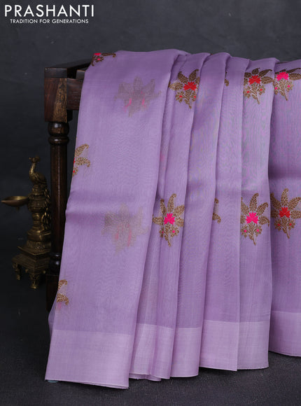 Lavender Banarasi Organza Silk Saree - Buttas