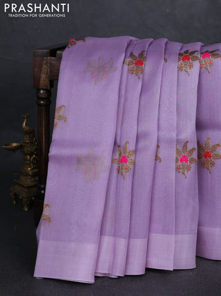 Lavender Banarasi Organza Silk Saree - Buttas