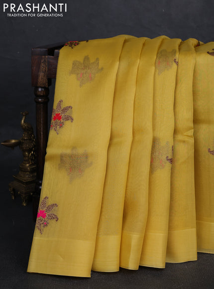 Yellow Banarasi Organza Silk Saree - Buttas