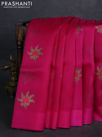 Pink Banarasi Organza Silk Saree - Buttas