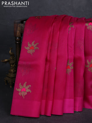 Pink Banarasi Organza Silk Saree - Buttas