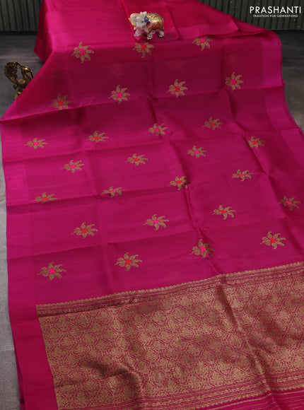 Pink Banarasi Organza Silk Saree - Buttas