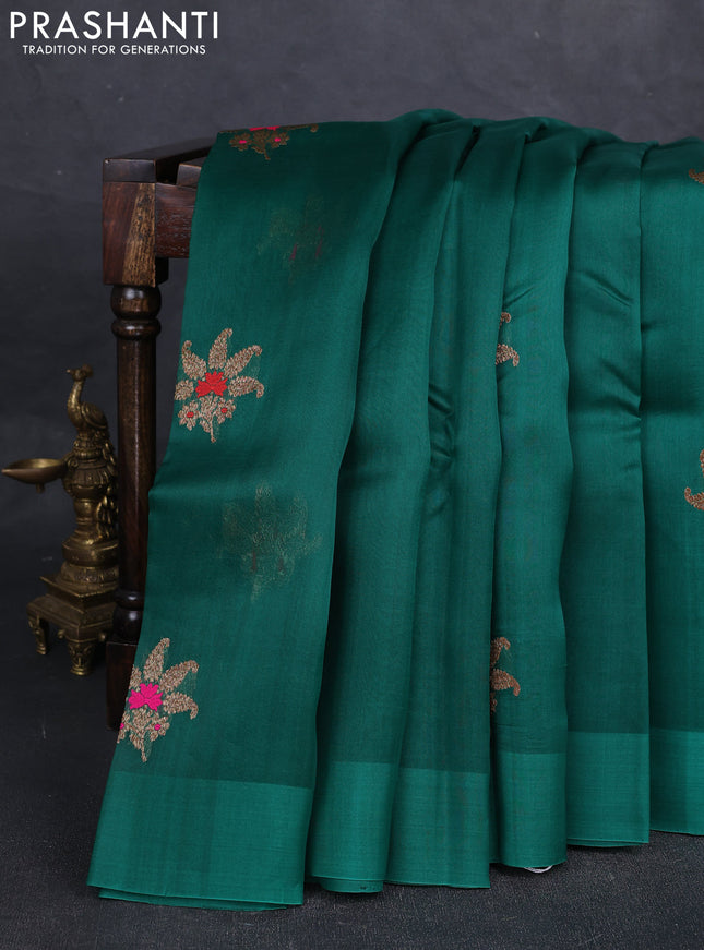 Green Banarasi Organza Silk Saree - Buttas