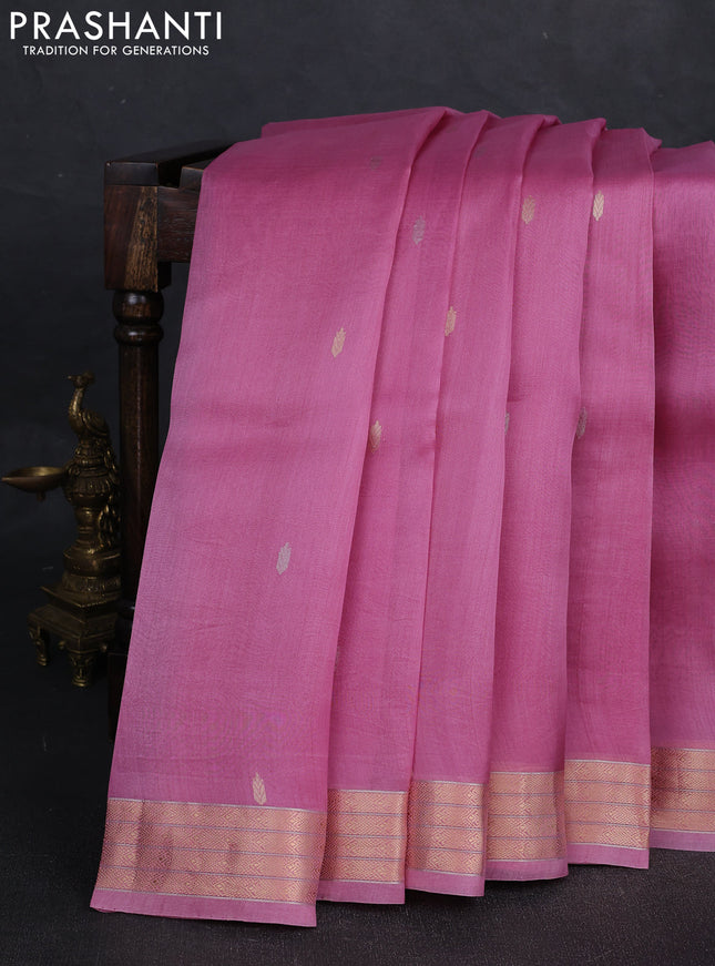 Pink Banarasi Organza Silk Saree - Buttas