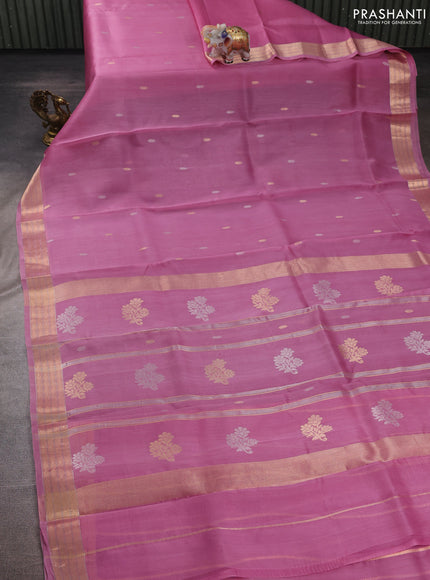 Pink Banarasi Organza Silk Saree - Buttas