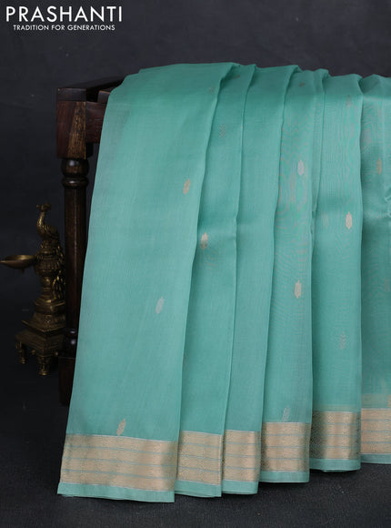 Teal Green Banarasi Organza Silk Saree - Buttas