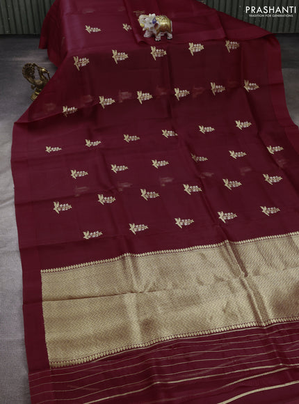 Maroon Banarasi Organza Silk Saree - Buttas