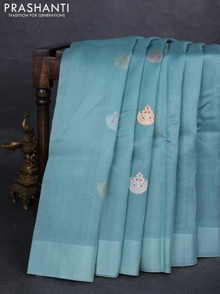 Pastel Green Banarasi Organza Silk Saree - Buttas