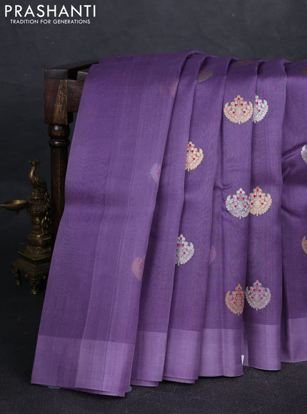Lavender Banarasi Organza Silk Saree - Buttas