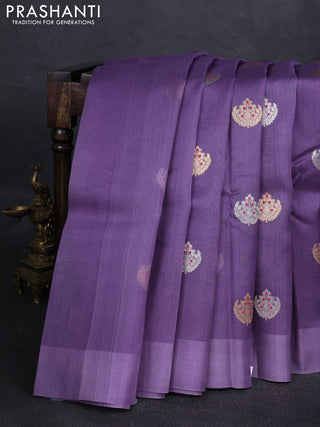 Lavender Banarasi Organza Silk Saree - Buttas