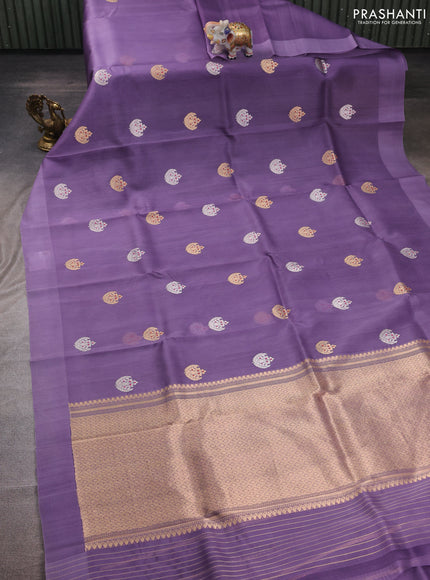 Lavender Banarasi Organza Silk Saree - Buttas