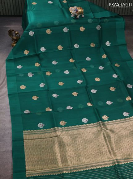 Green Banarasi Organza Silk Saree - Buttas