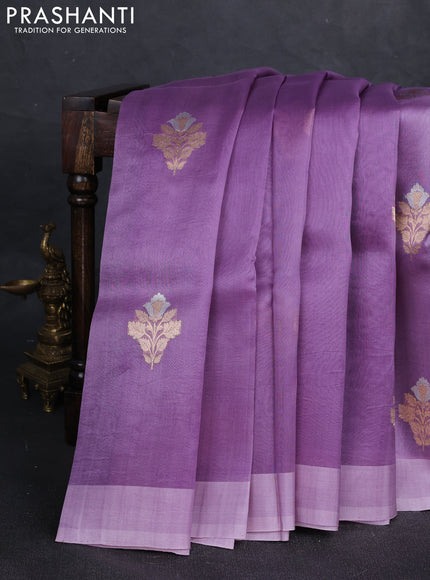 Lavender Banarasi Organza Silk Saree - Buttas
