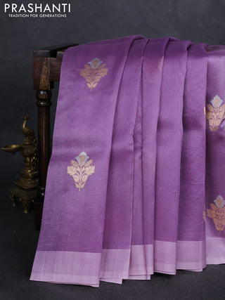 Lavender Banarasi Organza Silk Saree - Buttas