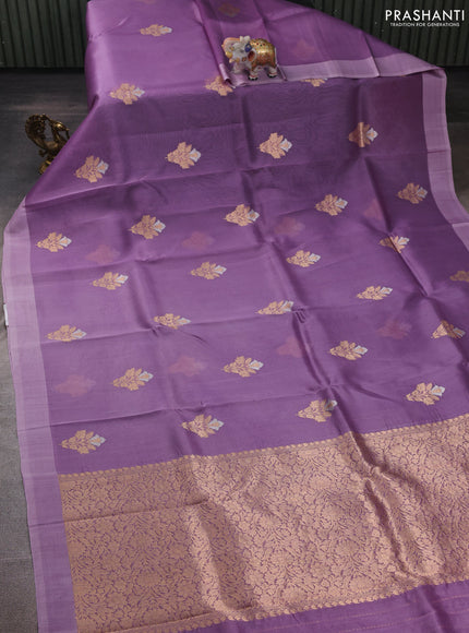 Lavender Banarasi Organza Silk Saree - Buttas