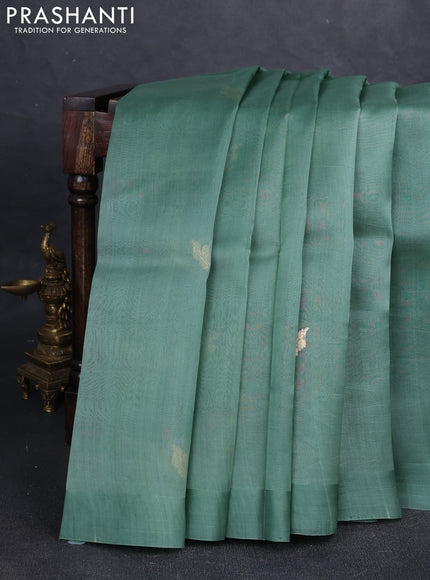 Pastel Green Banarasi Organza Silk Saree - Buttas