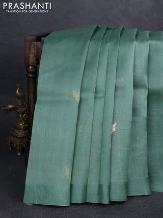 Pastel Green Banarasi Organza Silk Saree - Buttas