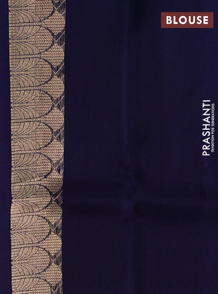 Navy Blue Banarasi Organza Silk Saree - Buttas