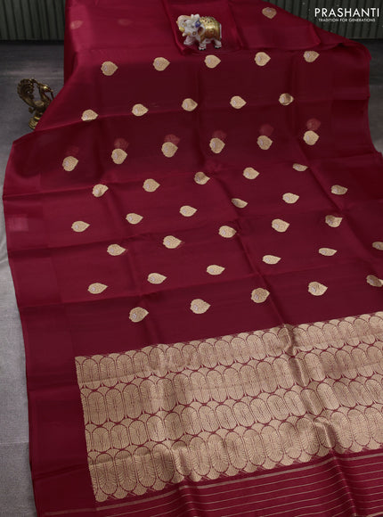 Maroon Banarasi Organza Silk Saree - Buttas