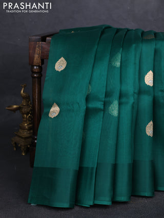 Green Banarasi Organza Silk Saree - Buttas