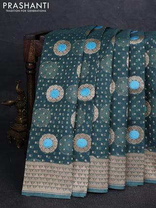 Peacock Green Banarasi Organza Silk Saree - Buttas