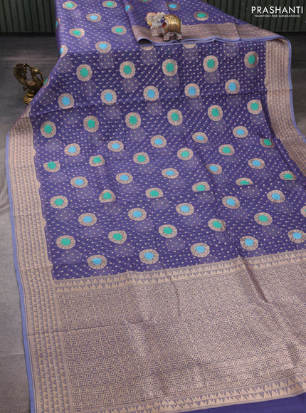 Grey Banarasi Organza Silk Saree - Buttas