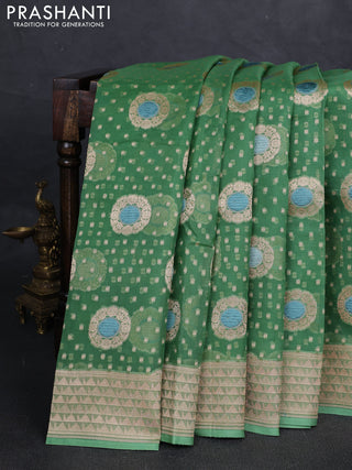 Green Banarasi Organza Silk Saree - Buttas