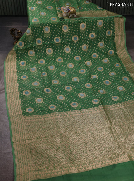 Green Banarasi Organza Silk Saree - Buttas