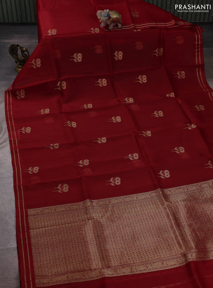 Red Banarasi Organza Silk Saree - Buttas