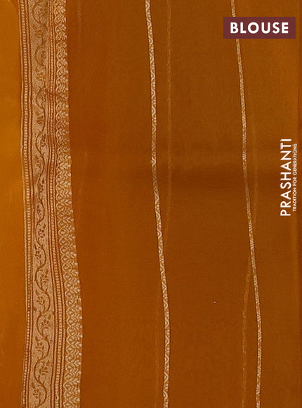 Mustard Yellow Banarasi Organza Silk Saree -Zari Weaves