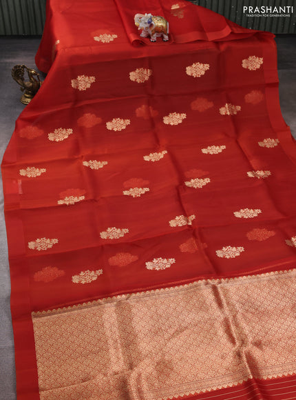 Red Banarasi Organza Silk Saree - Buttas