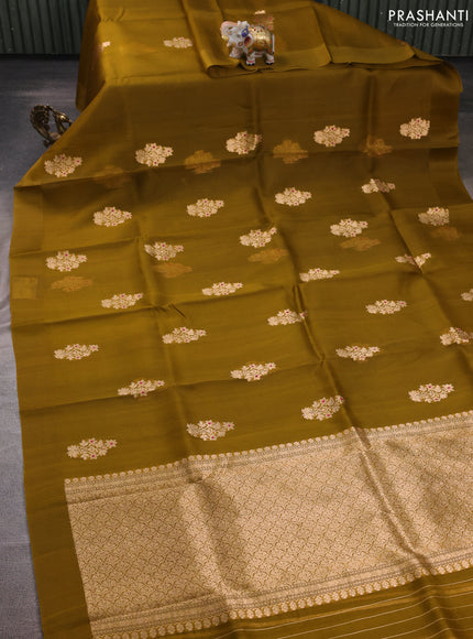 Mehendi Green Banarasi Organza Silk Saree - Buttas ,