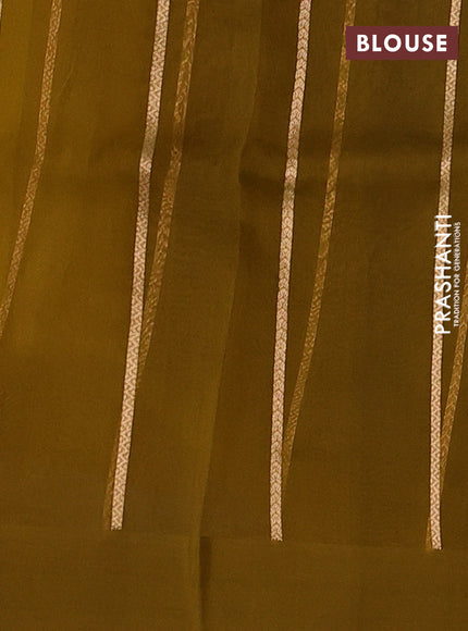 Mehendi Green Banarasi Organza Silk Saree - Buttas ,