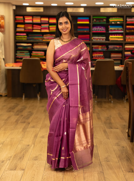 Purple Banarasi Organza Silk Saree -Zari Weaves