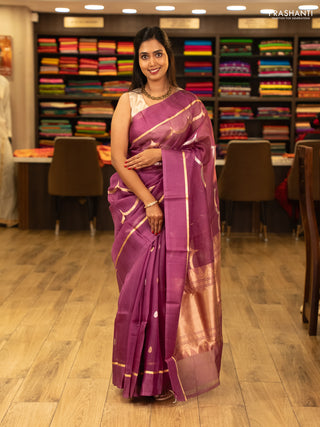 Purple Banarasi Organza Silk Saree -Zari Weaves