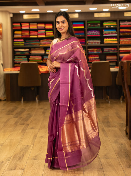 Purple Banarasi Organza Silk Saree -Zari Weaves