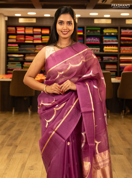 Purple Banarasi Organza Silk Saree -Zari Weaves