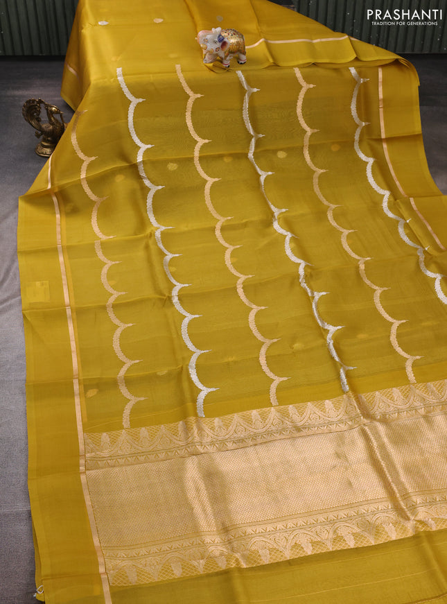 Yellow Banarasi Organza Silk Saree -Zari Weaves
