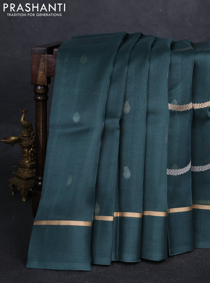 Peacock Green Banarasi Organza Silk Saree -Zari Weaves