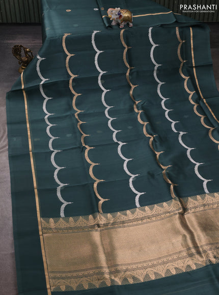 Peacock Green Banarasi Organza Silk Saree -Zari Weaves