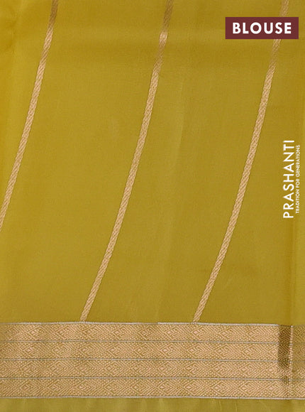 Pale Yellow Banarasi Organza Silk Saree - Buttas