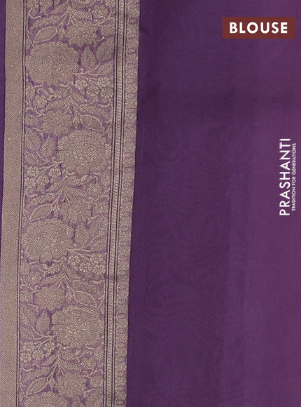 Lavender Banarasi Organza Silk Saree -Checks