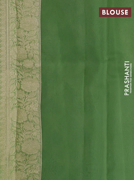Pista Green Banarasi Organza Silk Saree -Checks