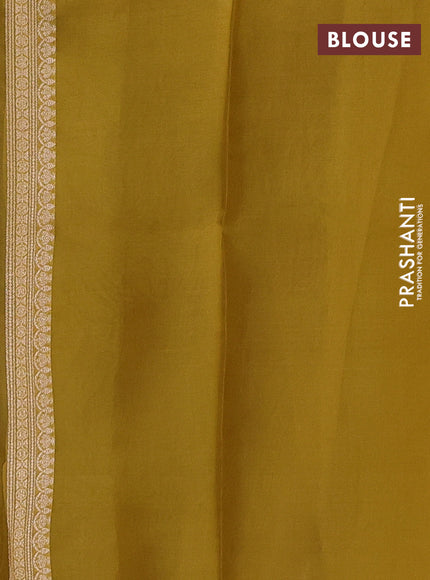 Lime Yellow Banarasi Organza Silk Saree - Buttas