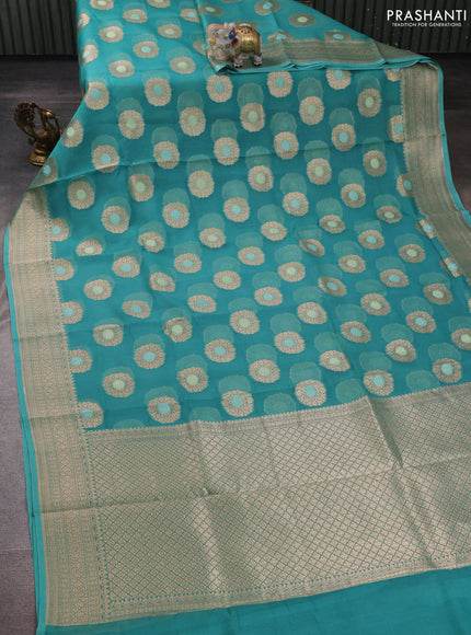 Teal Green Banarasi Organza Silk Saree - Buttas