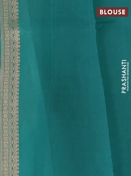 Teal Green Banarasi Organza Silk Saree - Buttas