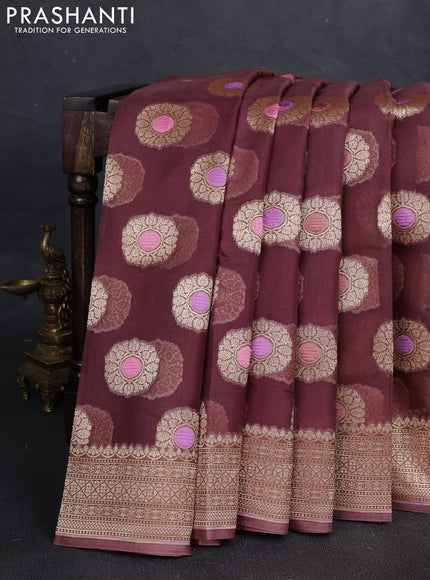 Brown Banarasi Organza Silk Saree - Buttas